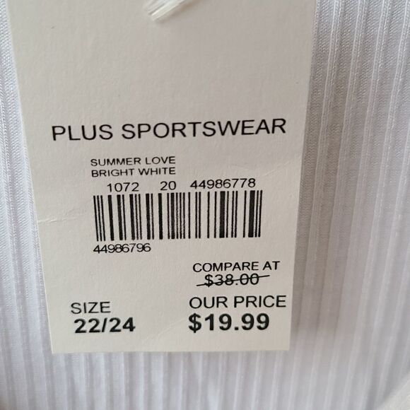 Cato Sleeveless Ribbed White Top with Collar, 22/24, NWT - Picture 7 of 8